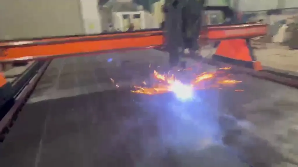 CNC plasma profile cutting of steel plate